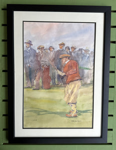 Bobby Jones Golf Painting - original watercolor painting by Bob Askew