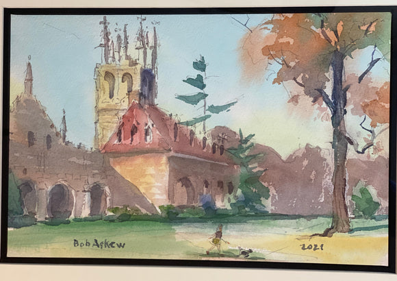 Sewanee Convocation Hall and Breslin Tower - Original Painting by Bob Askew